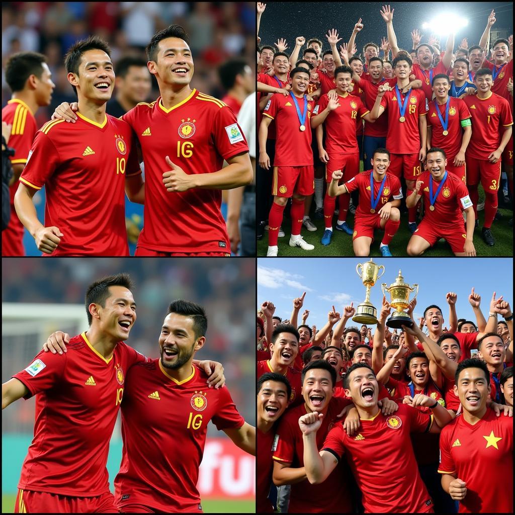 Niềm vui chiến thắng của đội tuyển Việt Nam tại AFF Cup 2008 và 2018