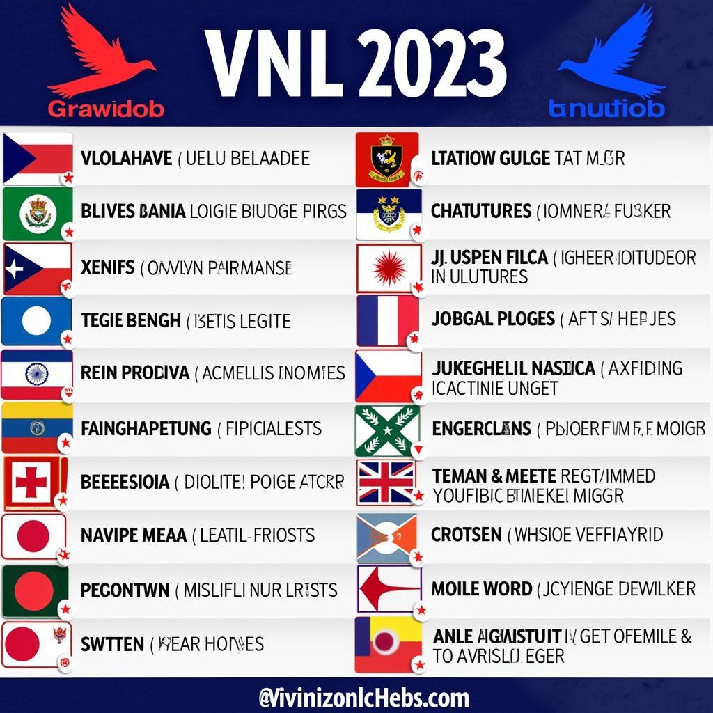 VNL 2023 - Các đội tuyển tham gia