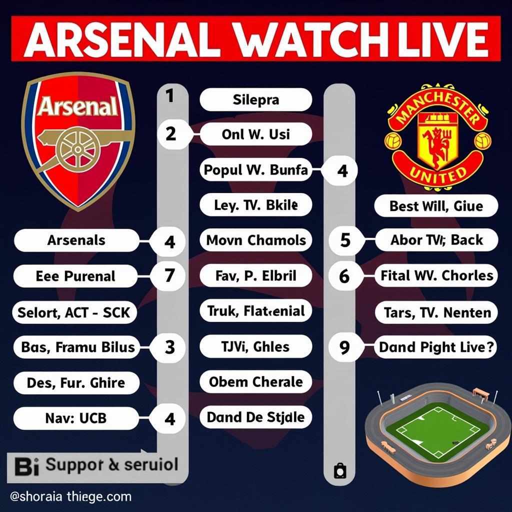 Xem trực tiếp trận đấu Arsenal vs MU: Các kênh phát sóng và nền tảng trực tuyến